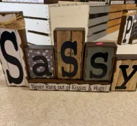 sassy  wooden  handmade  blocks